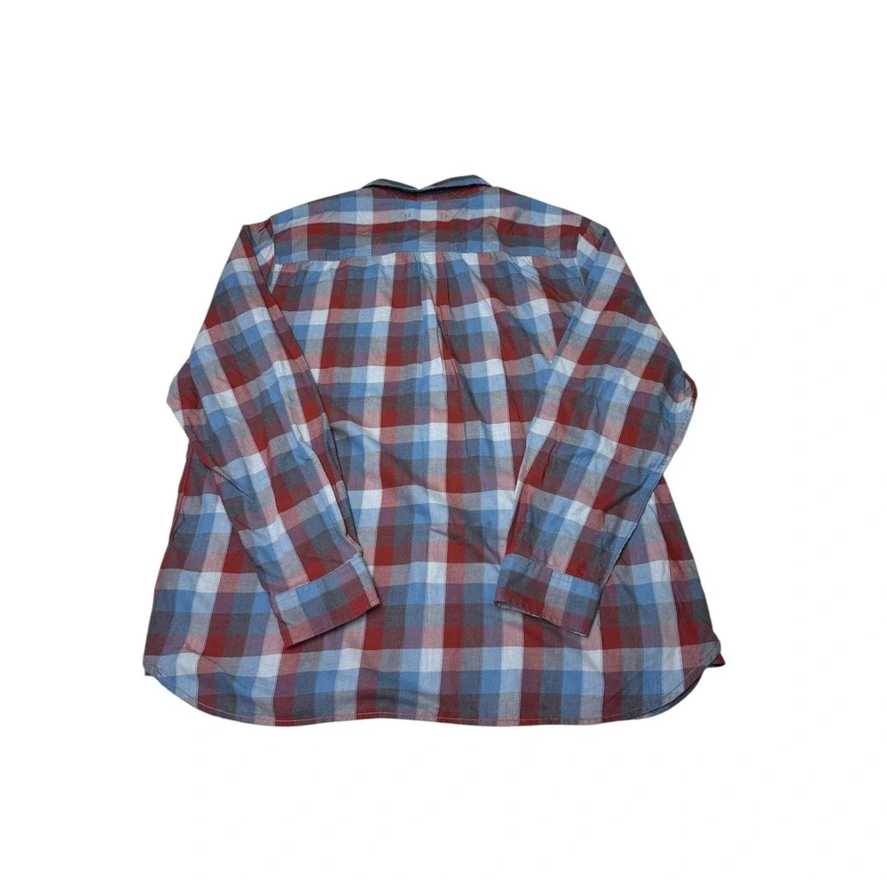 The North Face Mens‎ Plaid Long Sleeve Button Up Shirt XXL Red Blue Grey Casual